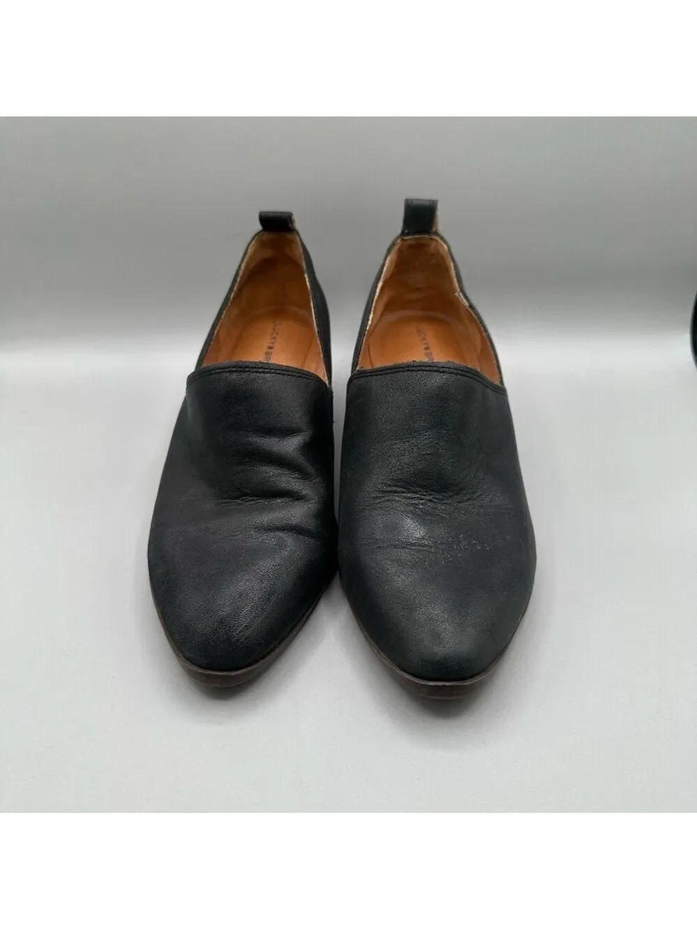 Lucky Brand Womens Morriah Leather Heeled Loafers Booties Black Size 6.5